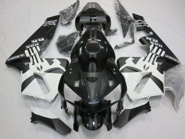 Matte Black & White Punisher Logo 05-06 CBR600RR Fairings