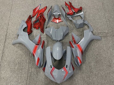 Nardo Grey & Red Accents 15-19 R1 Fairings