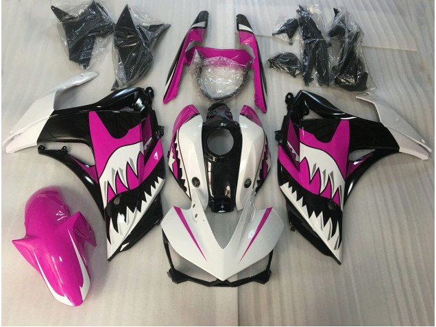 Pink and White Shark 15-18 R3 Fairings