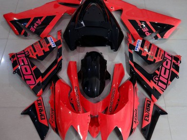 Red and Black & Logos 04-05 ZX10R Fairings