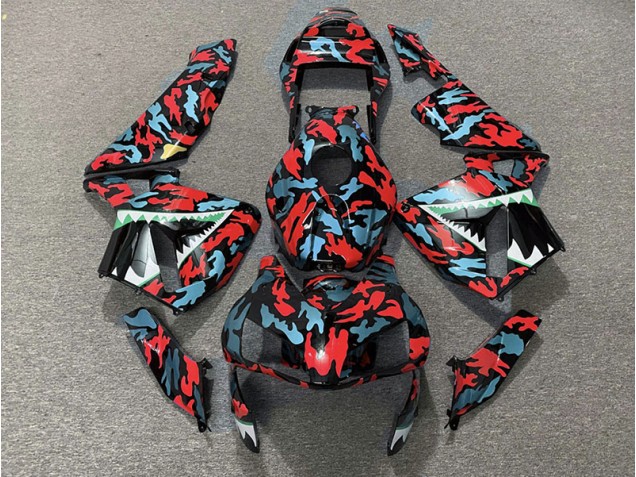 Red and Blue Camo 03-04 CBR600RR Fairings