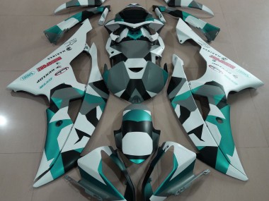 Seafoam Green Snow Camo 08-16 R6 Fairings