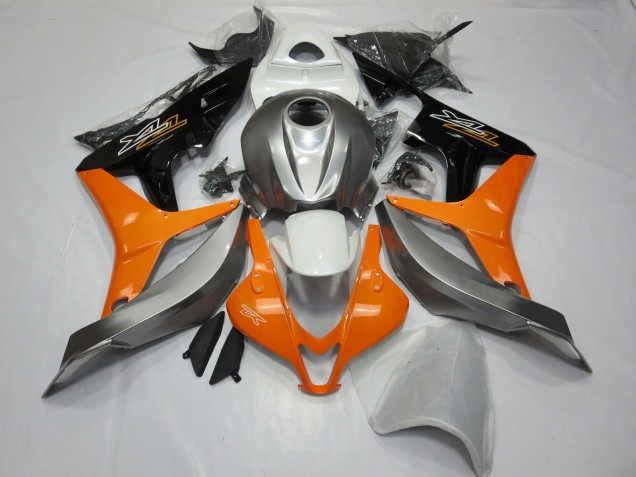 Silver White and Orange 07-08 CBR600RR Fairings