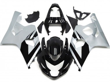 Silver and Gloss Black OEM Style 04-05 GSXR 600-750 Fairings