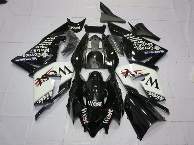 West White Black 04-05 ZX10R Fairings