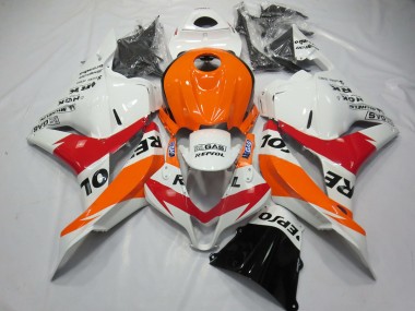 White Red and Orange Repsol 09-12 CBR600RR Fairings