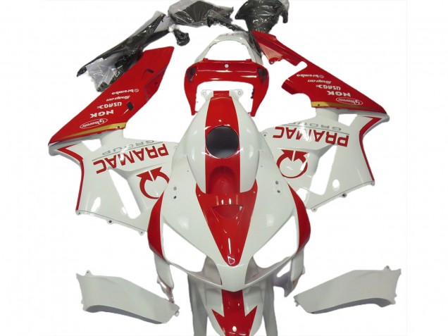 White and Red Custom 05-06 CBR600RR Fairings