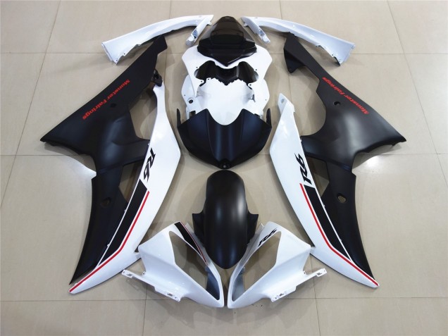 White with Black Custom OEM Style 08-16 R6 Fairings