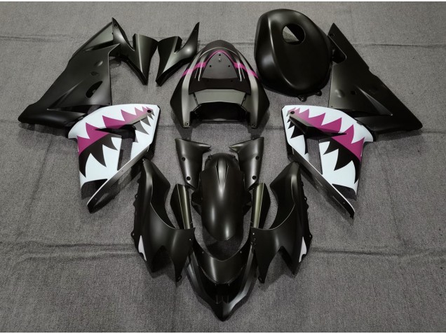 Matte Black and Pink Shark 04-05 ZX10R Fairings